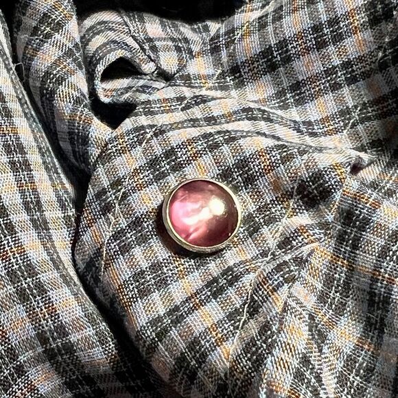 Wrangler Plaid Shirt Permanent Press Long Sleeve Tails Pearl Snap USA Large - Picture 3 of 11